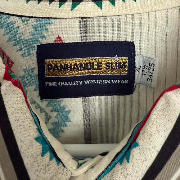 Vintage Panhandle Slim Long Sleeve Aztec Western Shirt - Size XL - Picture 5 of 8